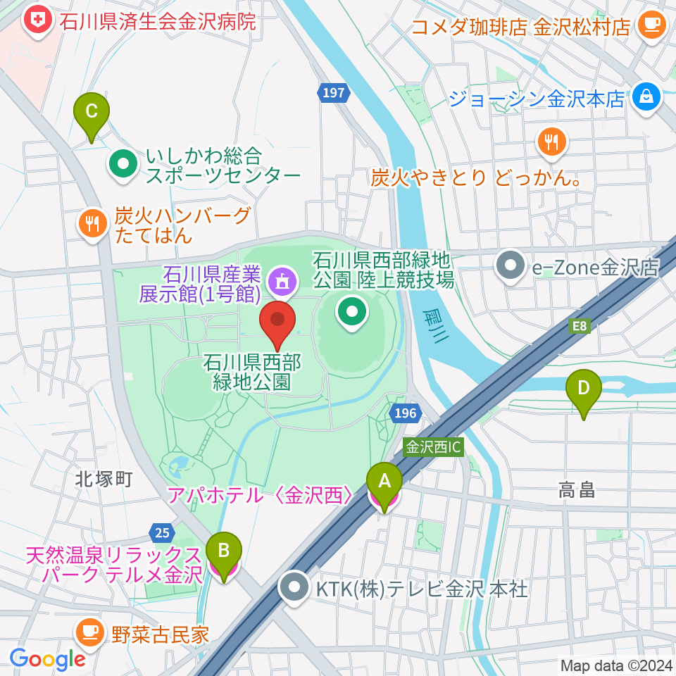 石川県産業展示館1・2・3号館周辺のホテル一覧地図