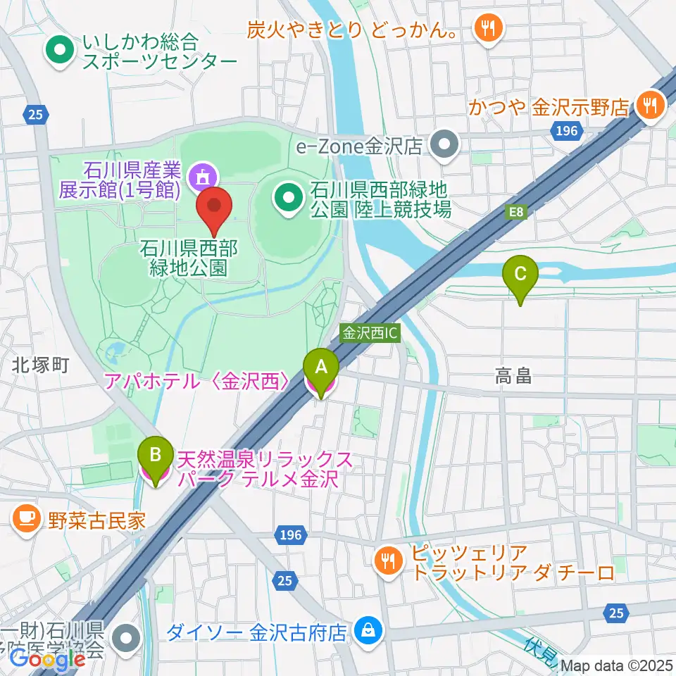 石川県産業展示館1・2・3号館周辺のホテル一覧地図