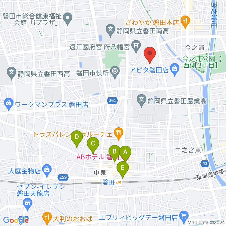 ワークピア磐田周辺のホテル一覧地図