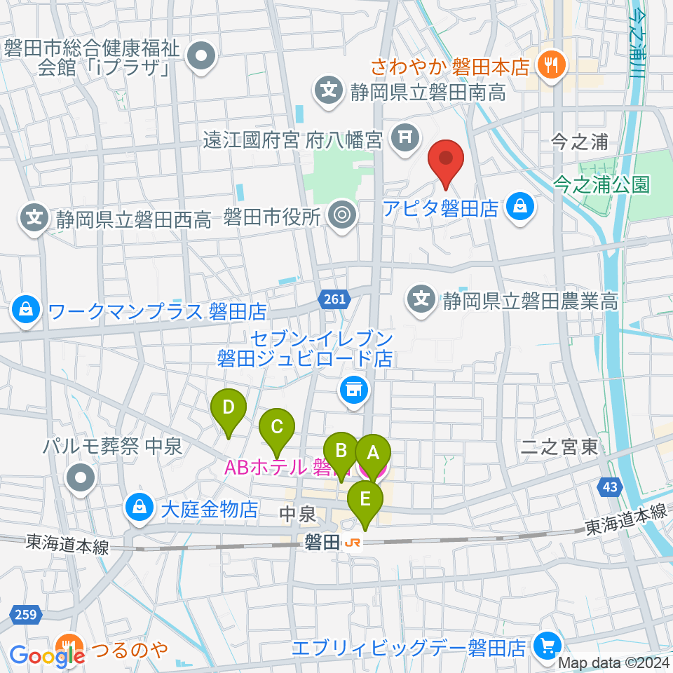 ワークピア磐田周辺のホテル一覧地図