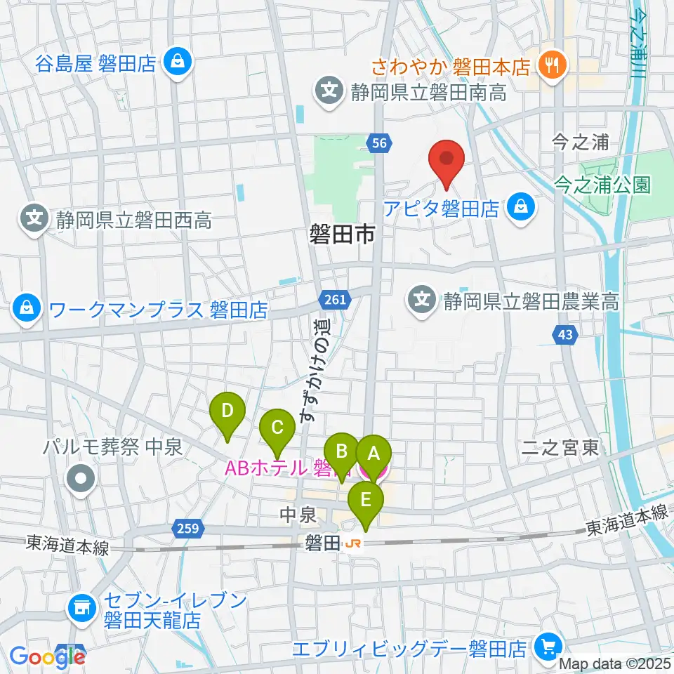ワークピア磐田周辺のホテル一覧地図