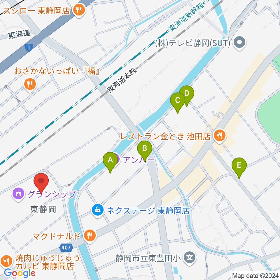 静岡芸術劇場周辺のホテル一覧地図