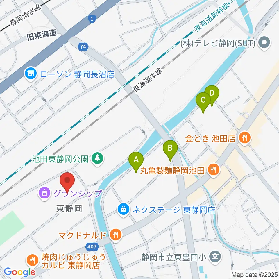 静岡芸術劇場周辺のホテル一覧地図