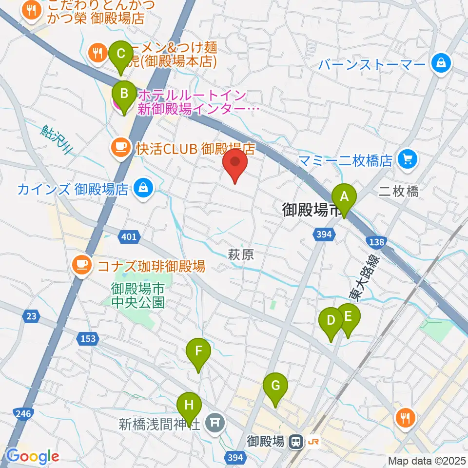 御殿場市民会館周辺のホテル一覧地図