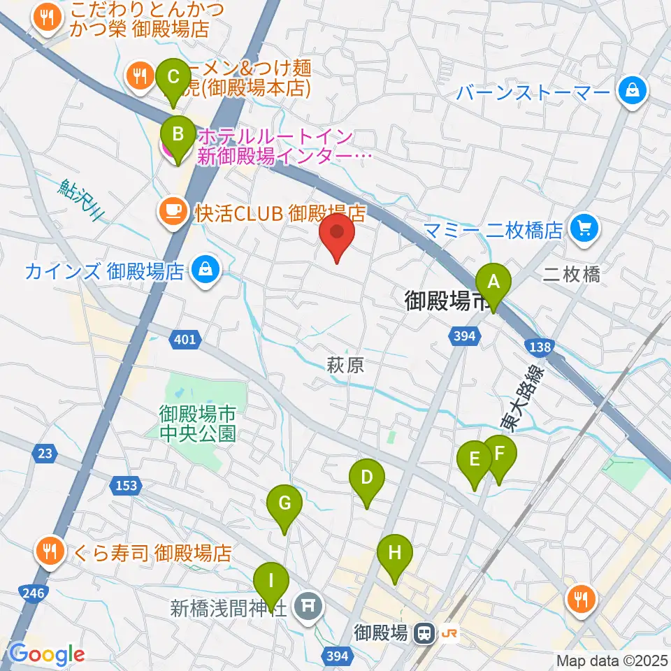 御殿場市民会館周辺のホテル一覧地図