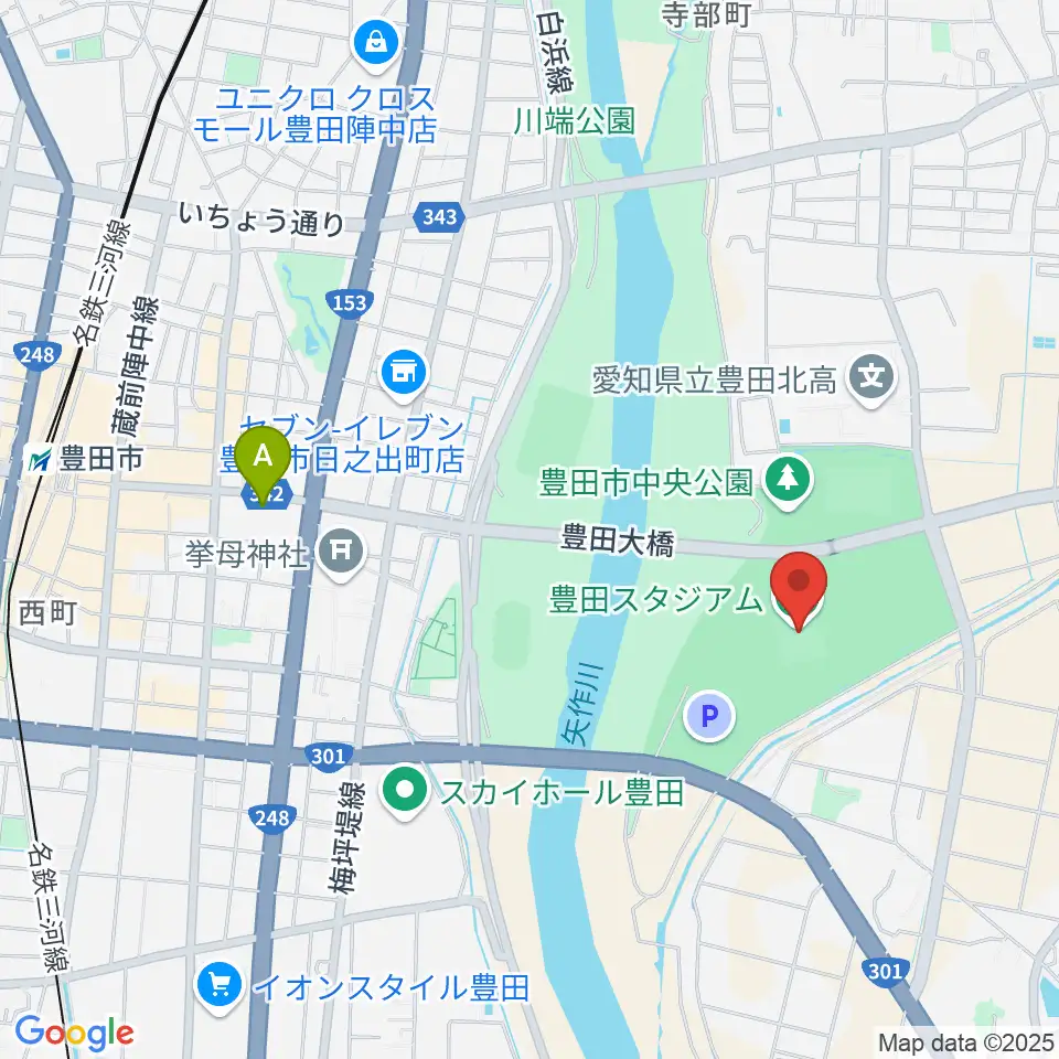 豊田スタジアム周辺のホテル一覧地図