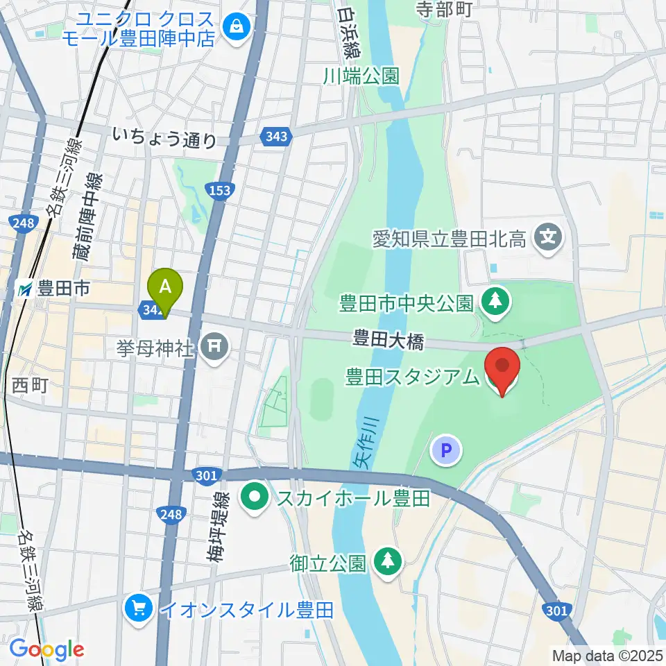 豊田スタジアム周辺のホテル一覧地図