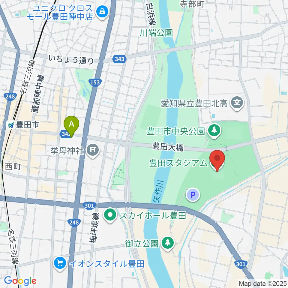 豊田スタジアム周辺のホテル一覧地図