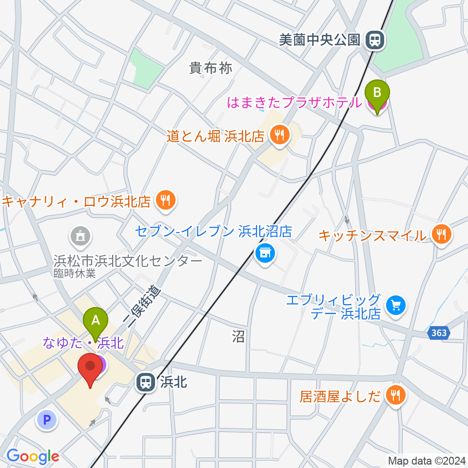 なゆた・浜北 練習室周辺のホテル一覧地図