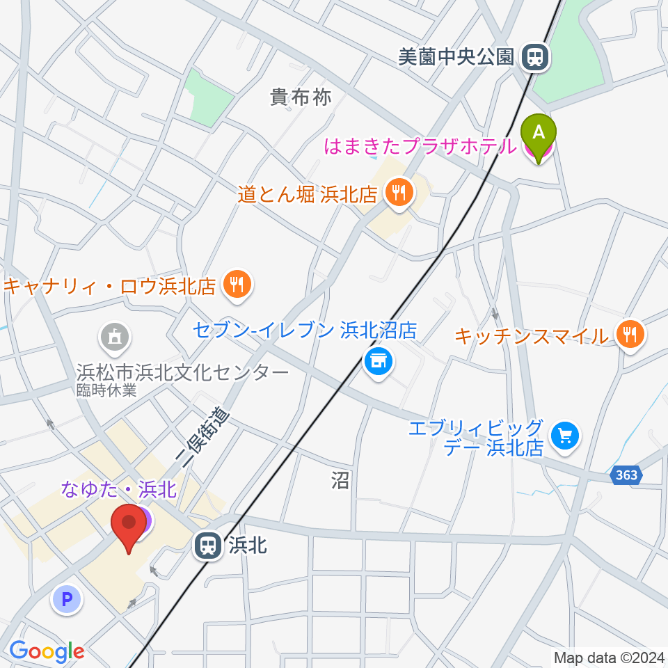 なゆた・浜北 練習室周辺のホテル一覧地図