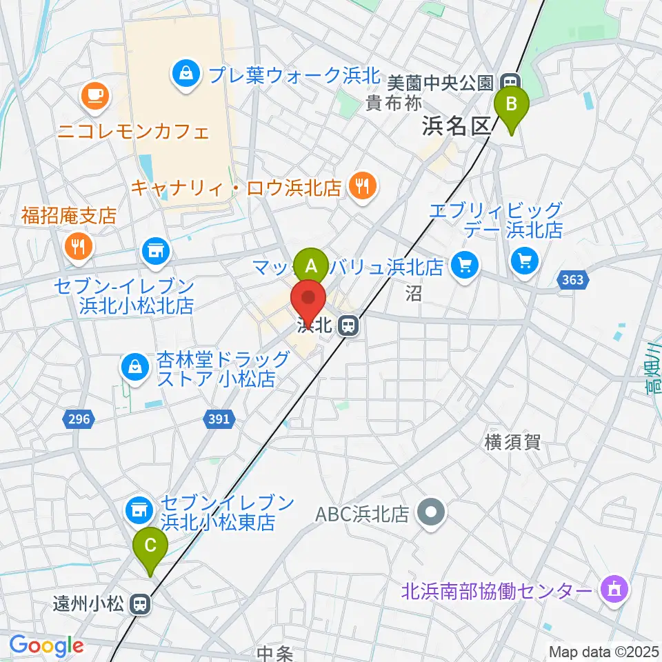 なゆた・浜北 練習室周辺のホテル一覧地図