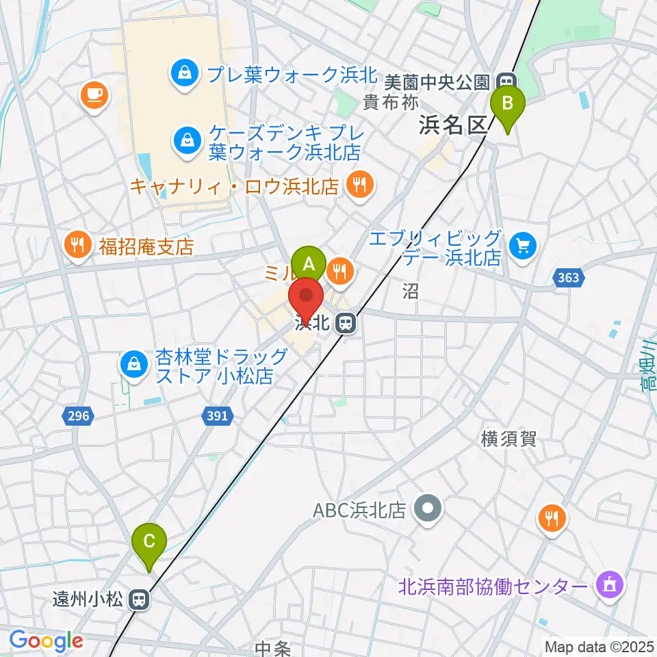 なゆた・浜北 練習室周辺のホテル一覧地図
