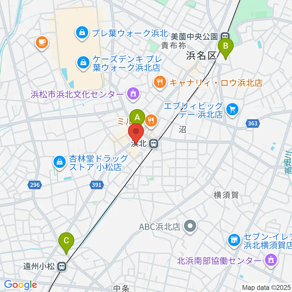 なゆた・浜北 練習室周辺のホテル一覧地図
