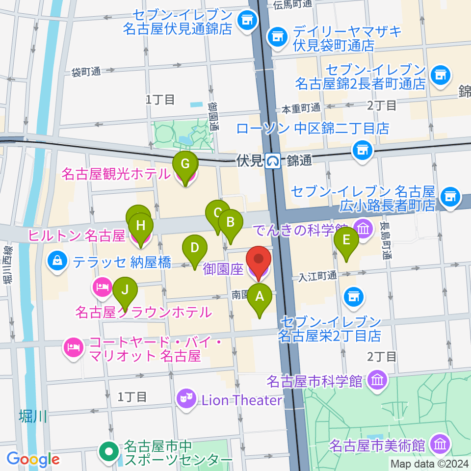 御園座周辺のホテル一覧地図