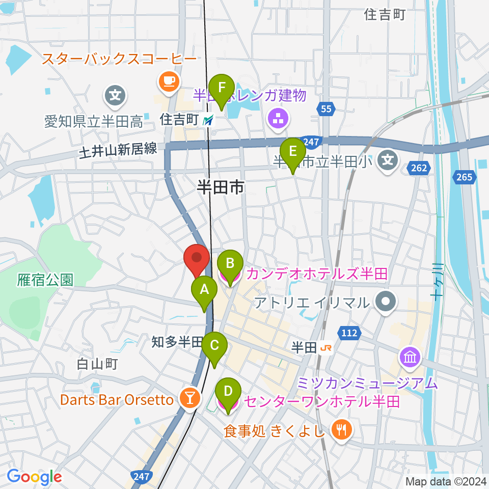 瀧上工業雁宿ホール周辺のホテル一覧地図