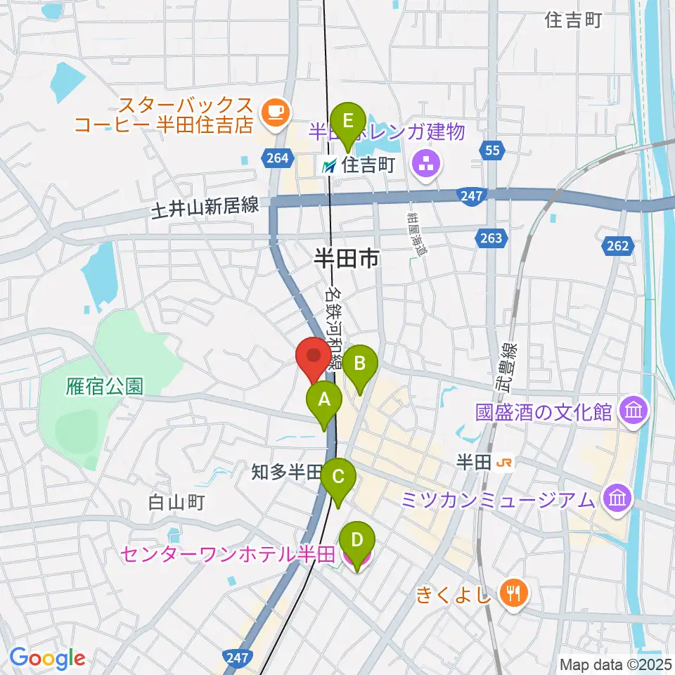 瀧上工業雁宿ホール周辺のホテル一覧地図