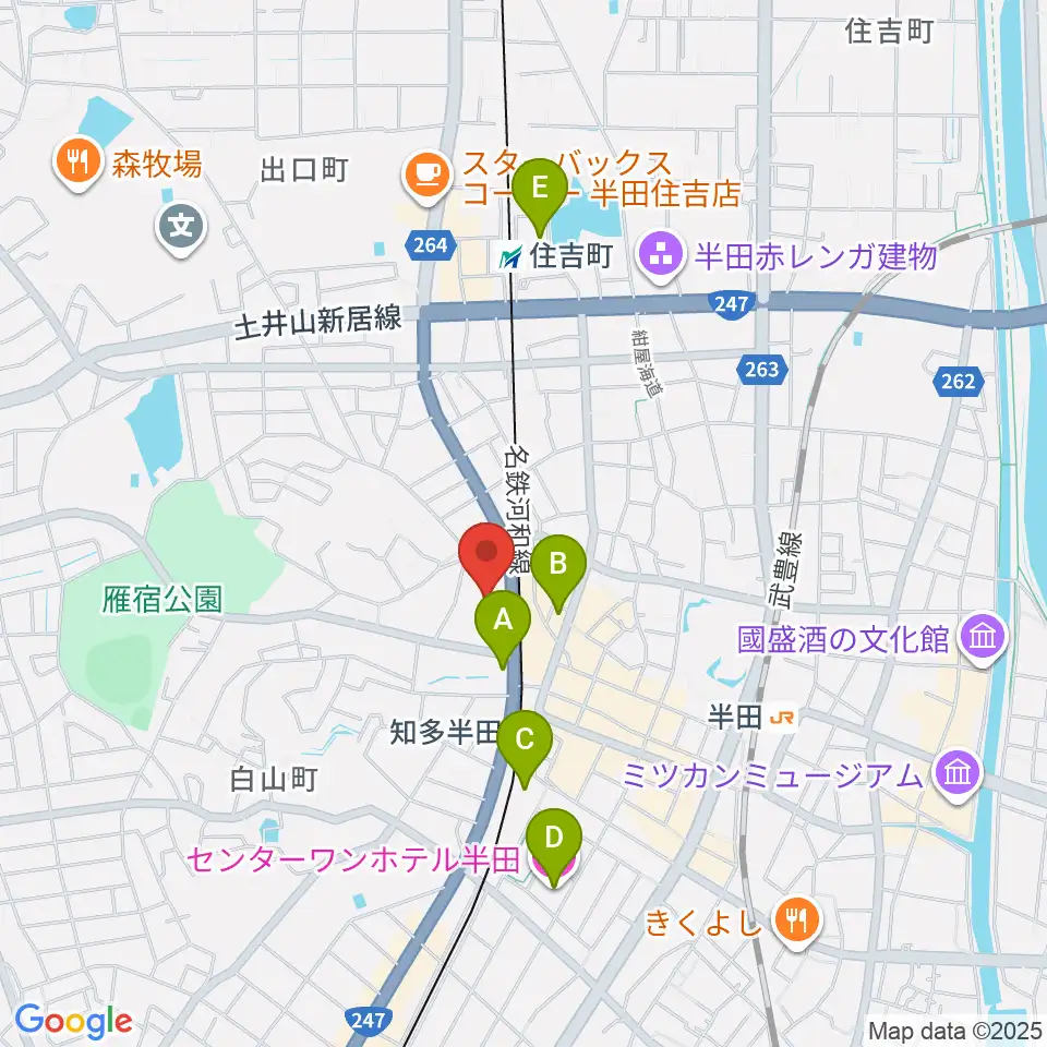 瀧上工業雁宿ホール周辺のホテル一覧地図