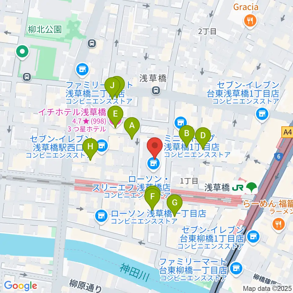 浅草橋ヒューリック ホール&ヒューリック周辺のホテル一覧地図