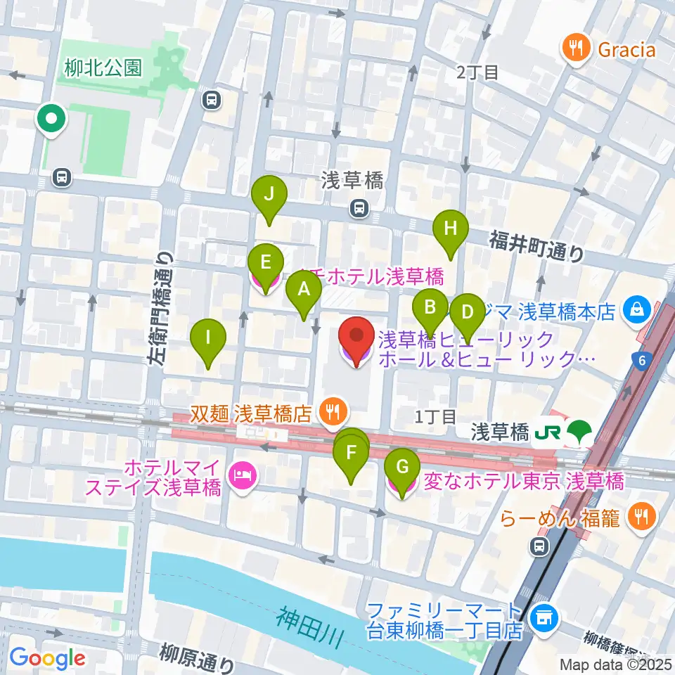 浅草橋ヒューリック ホール&ヒューリック周辺のホテル一覧地図