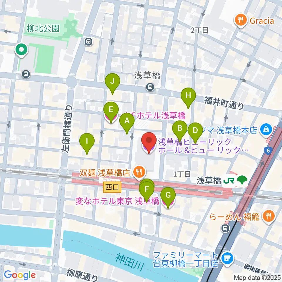 浅草橋ヒューリック ホール&ヒューリック周辺のホテル一覧地図