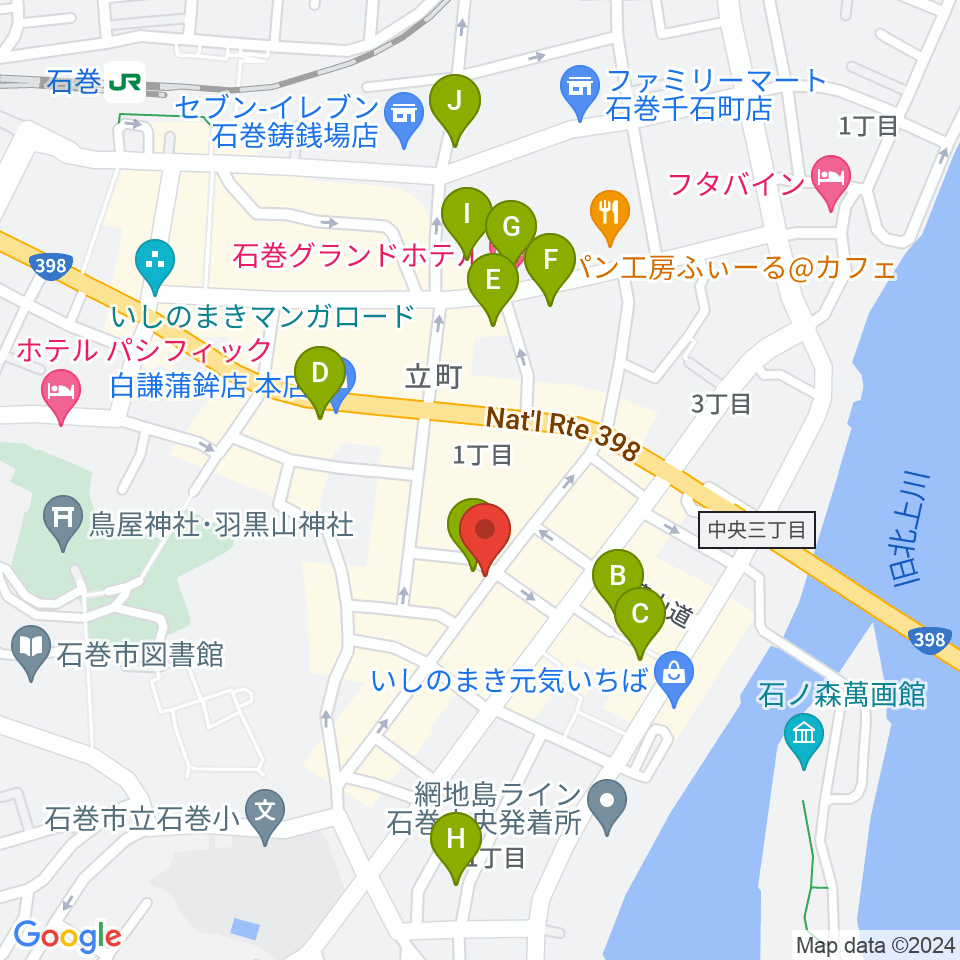 石巻ブルーレジスタンス周辺のホテル一覧地図