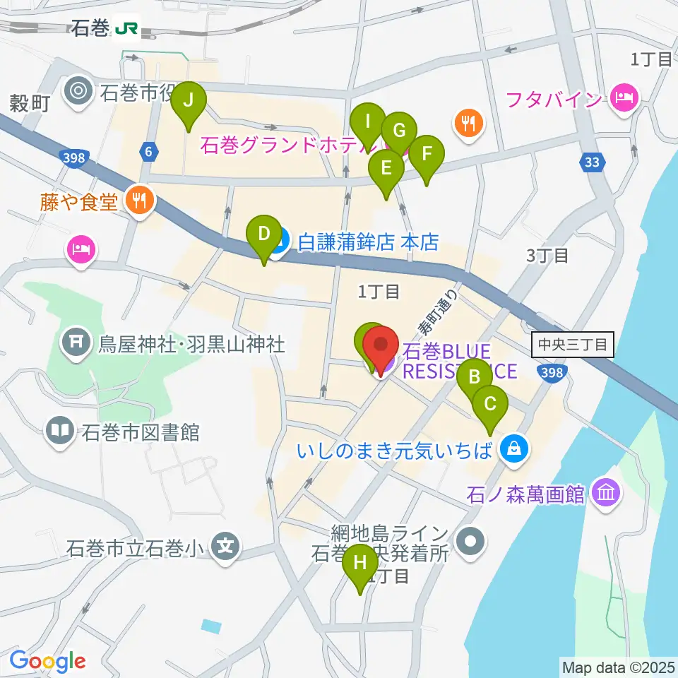 石巻ブルーレジスタンス周辺のホテル一覧地図