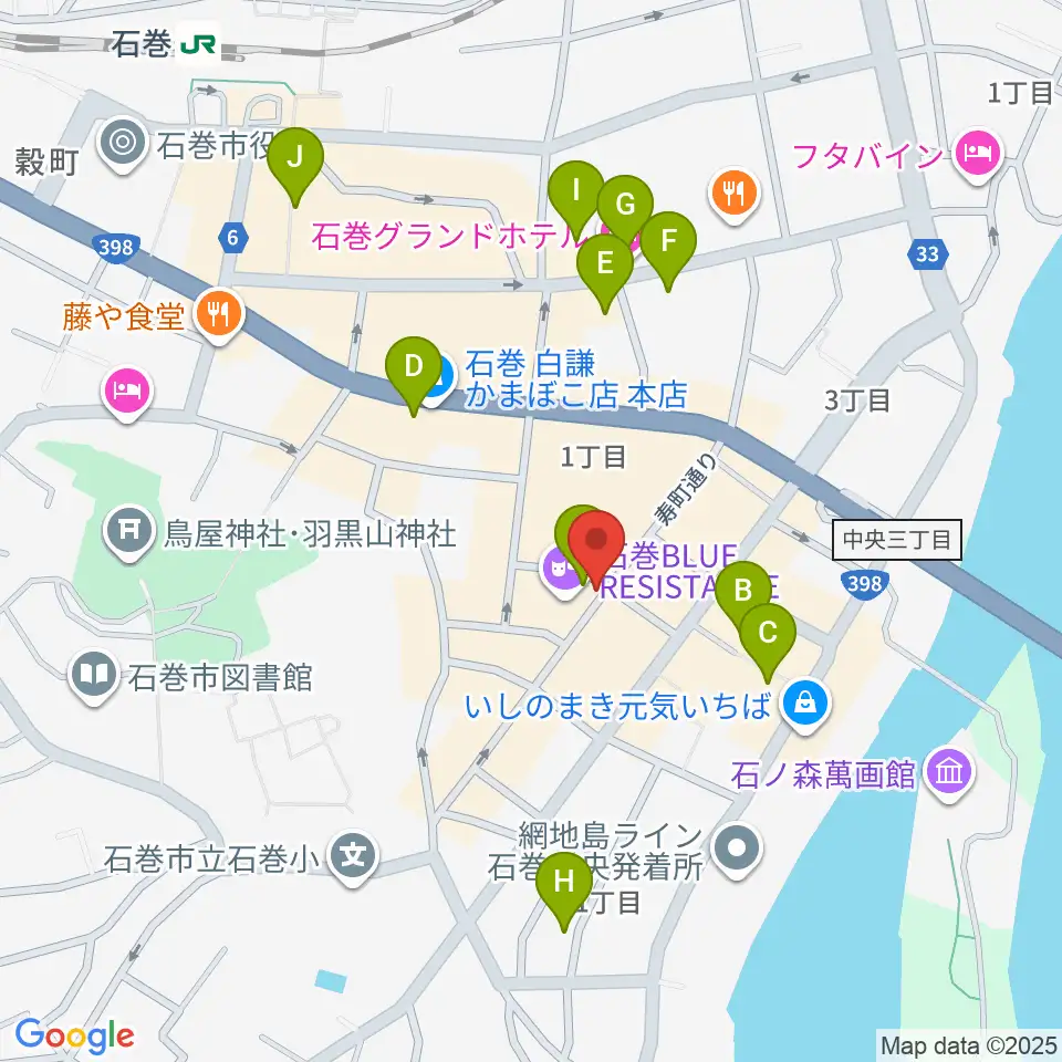 石巻ブルーレジスタンス周辺のホテル一覧地図