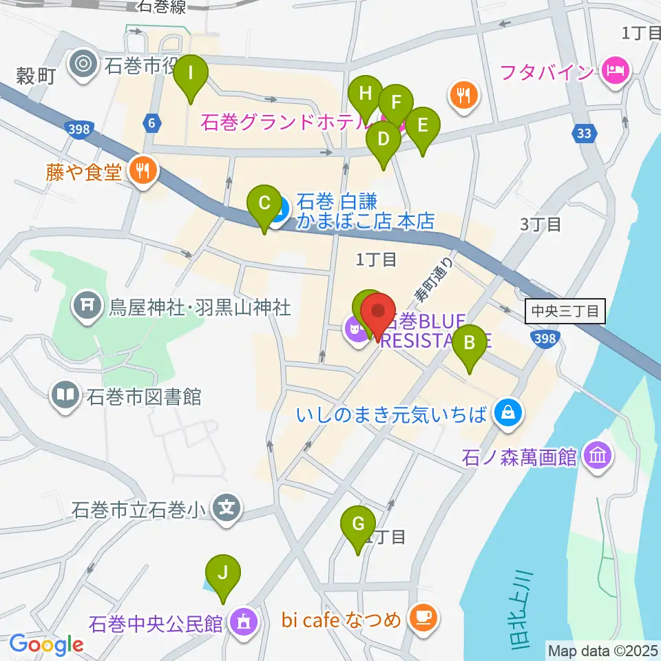 石巻ブルーレジスタンス周辺のホテル一覧地図