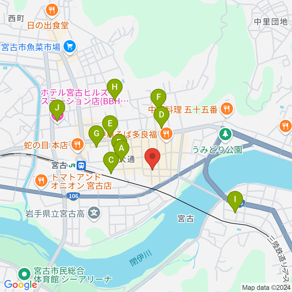 クラブカウンターアクション宮古周辺のホテル一覧地図