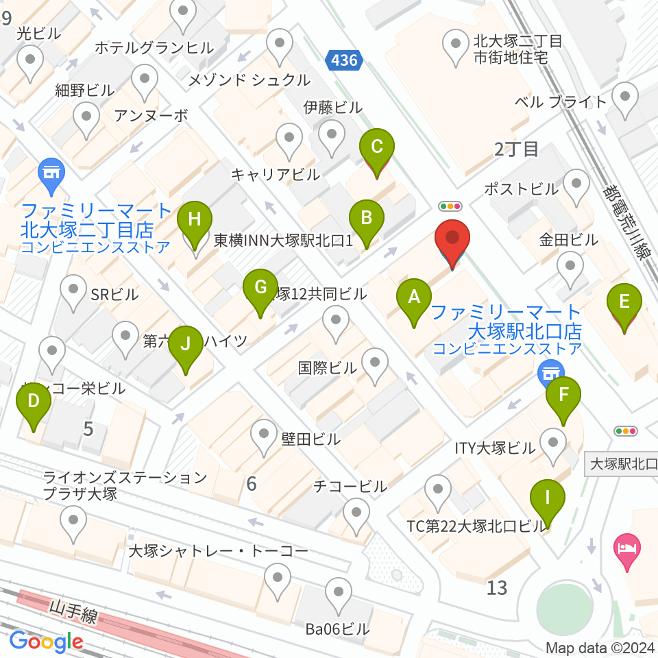 大塚Hearts+周辺のホテル一覧地図