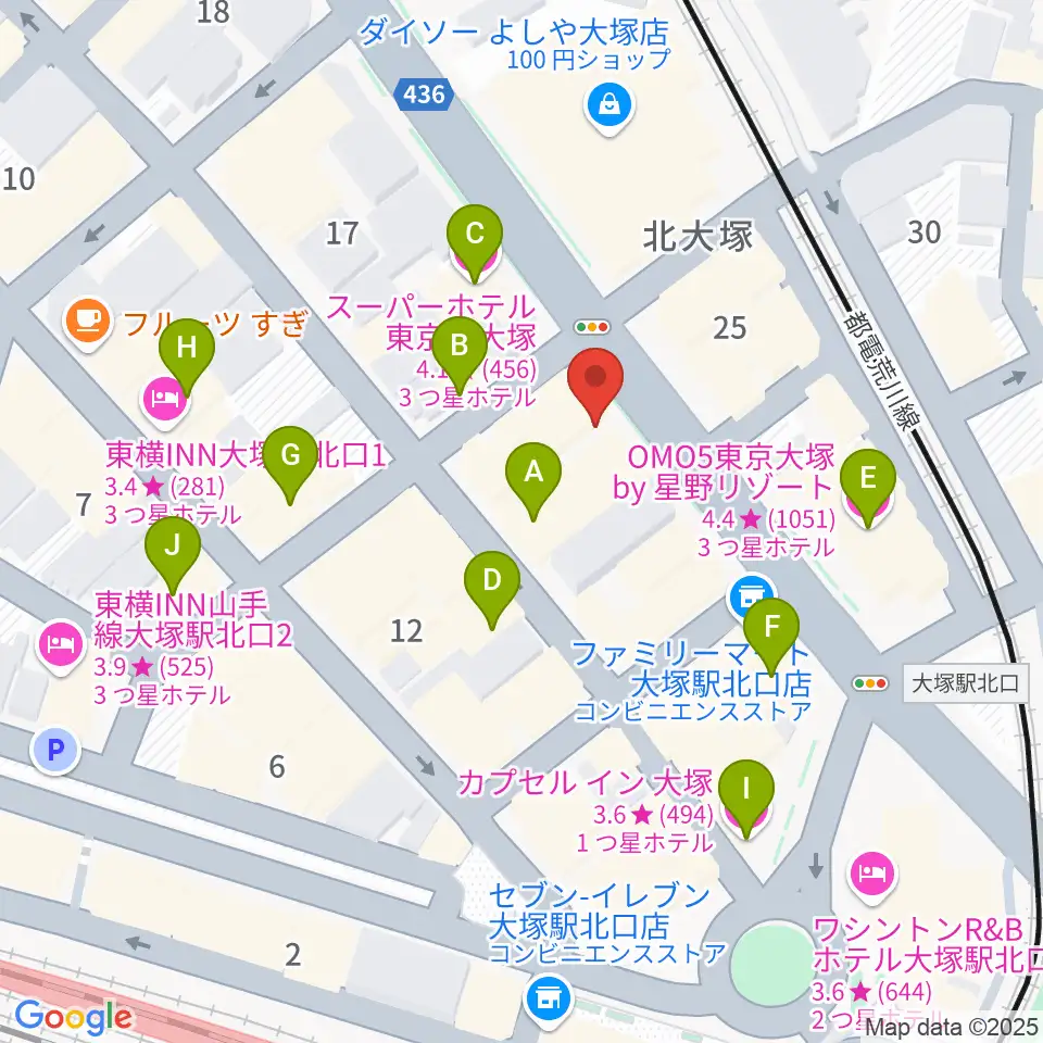 大塚Hearts+周辺のホテル一覧地図