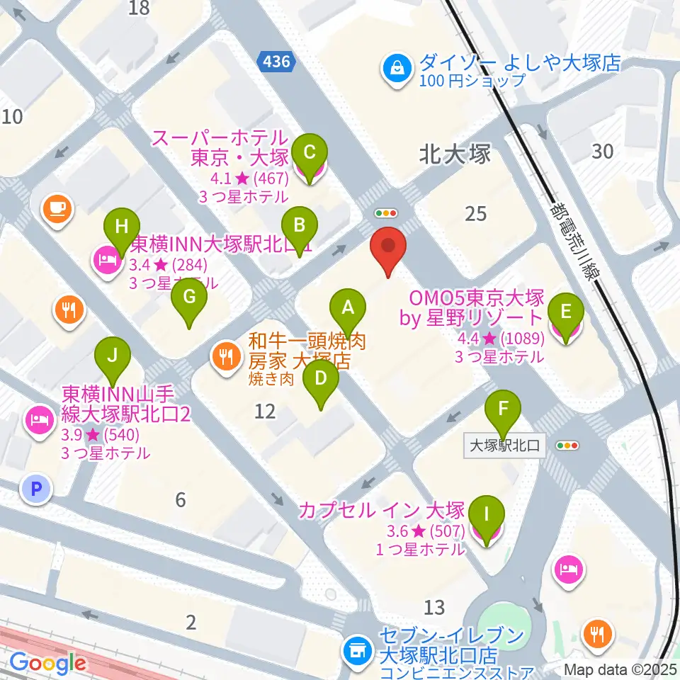 大塚Hearts+周辺のホテル一覧地図