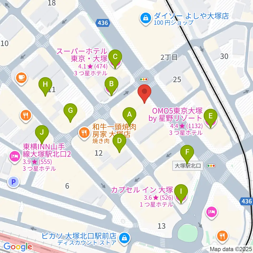 大塚Hearts+周辺のホテル一覧地図