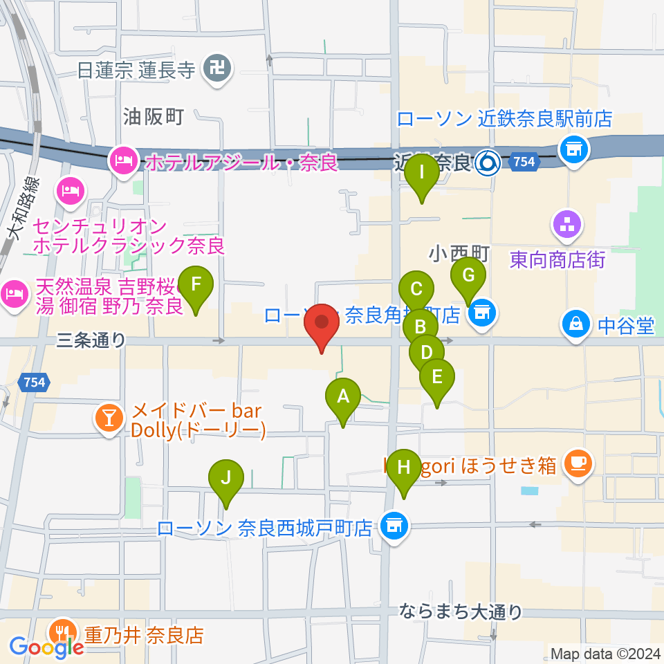 奈良Billy周辺のホテル一覧地図