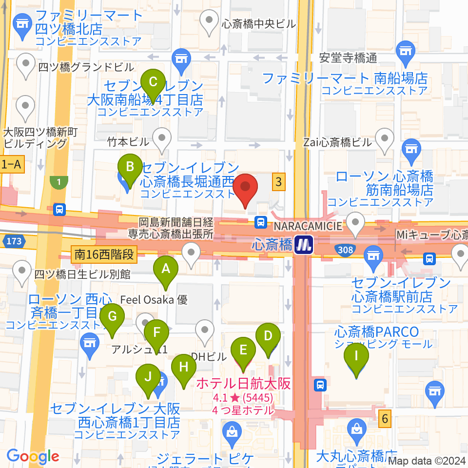 心斎橋VARON周辺のホテル一覧地図