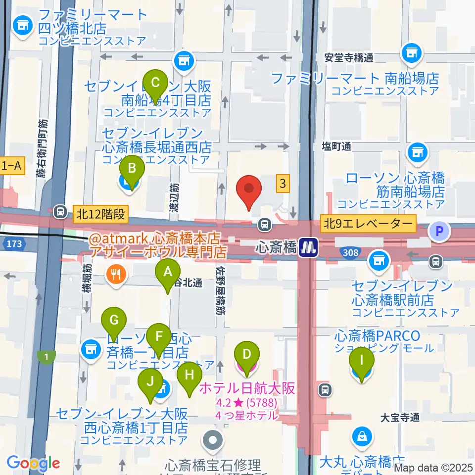 心斎橋VARON周辺のホテル一覧地図