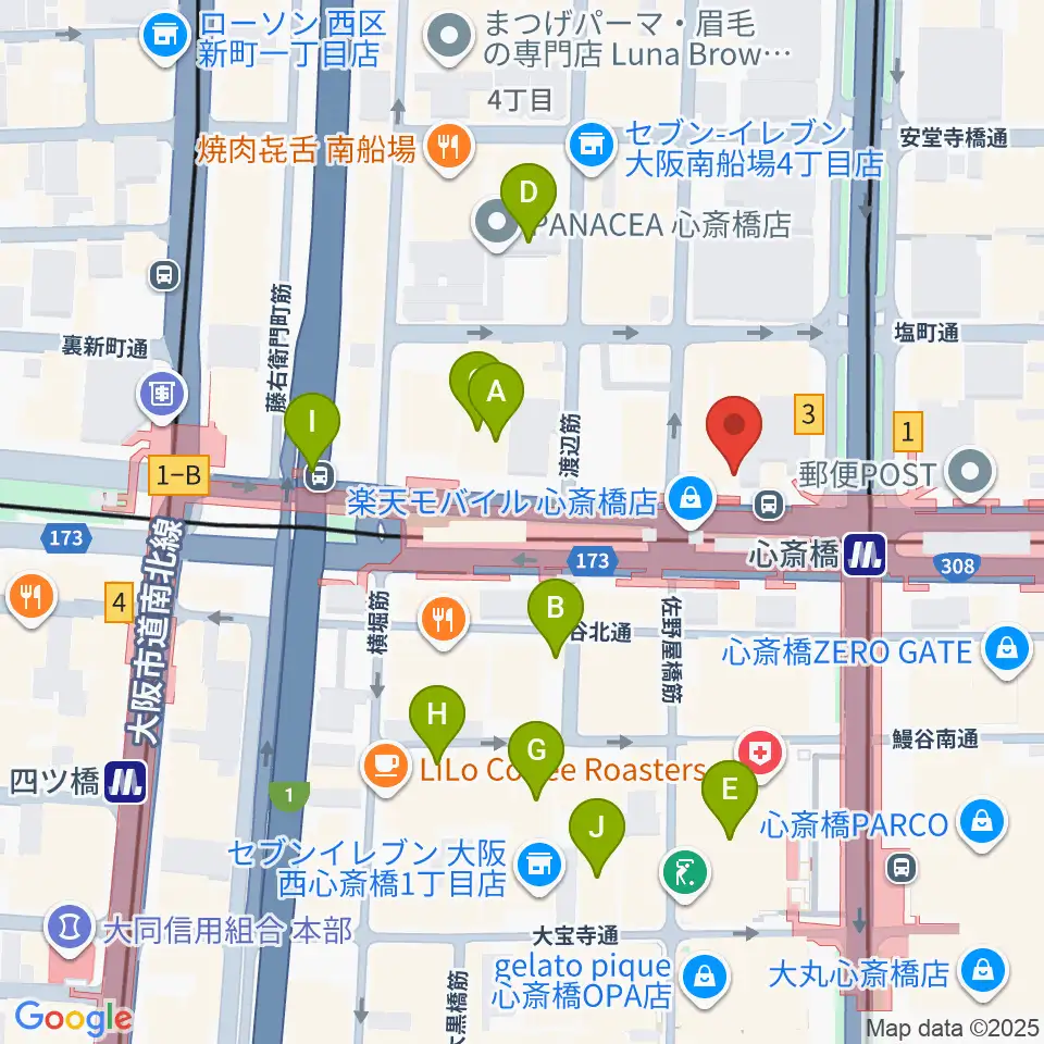 心斎橋VARON周辺のホテル一覧地図