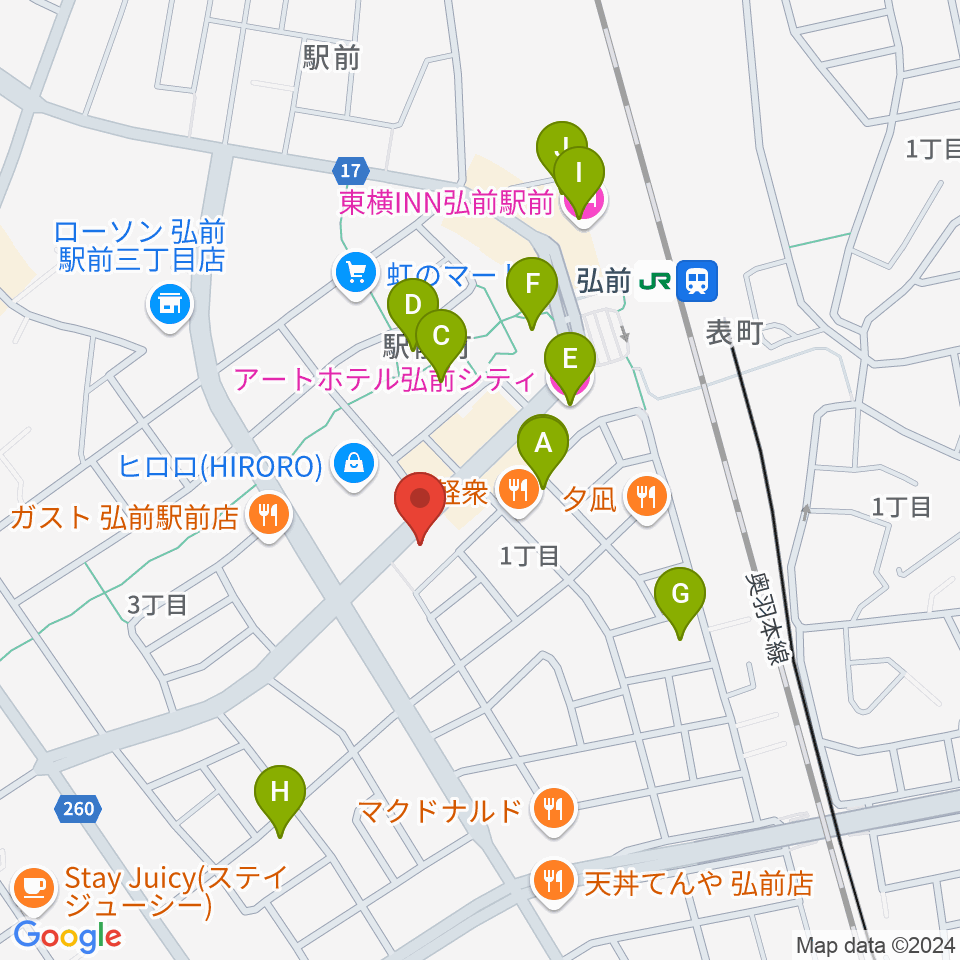 弘前ロビンズ・ネスト周辺のホテル一覧地図