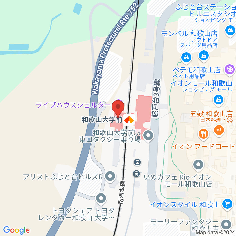 和歌山SHELTER（シェルター）周辺のホテル一覧地図