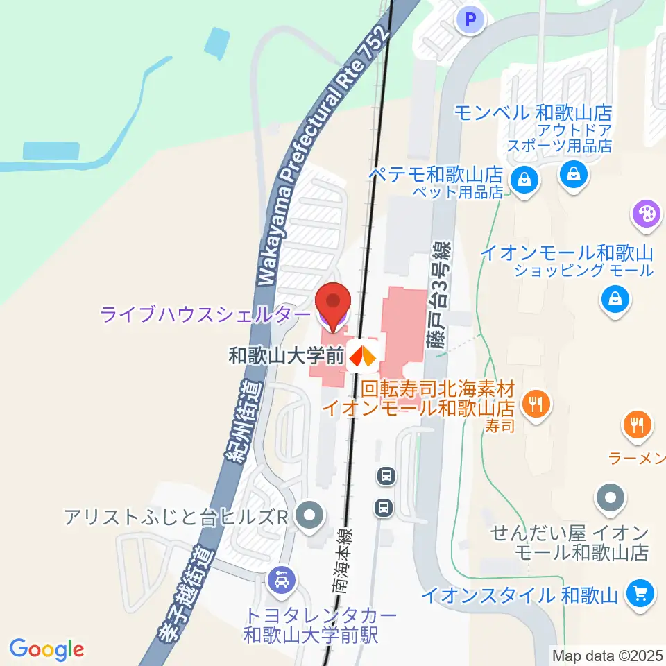 和歌山シェルター周辺のホテル一覧地図