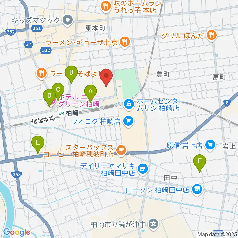 柏崎市文化会館アルフォーレ周辺のホテル一覧地図