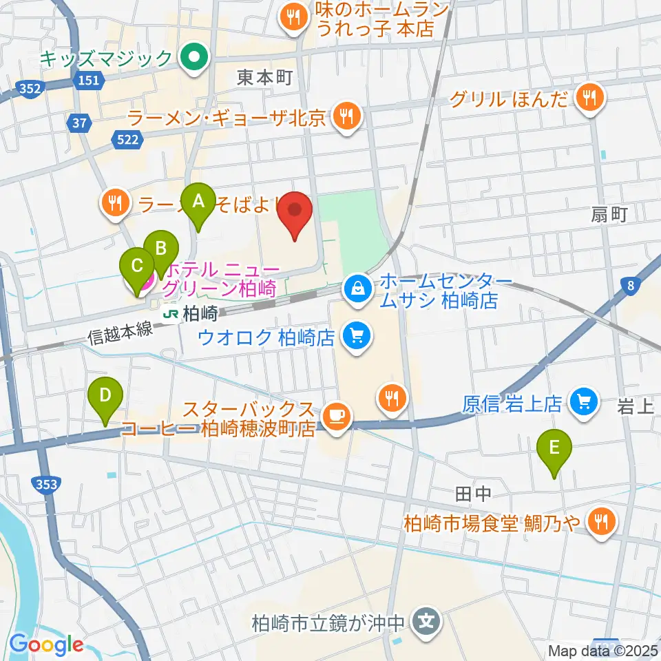 柏崎市文化会館アルフォーレ周辺のホテル一覧地図