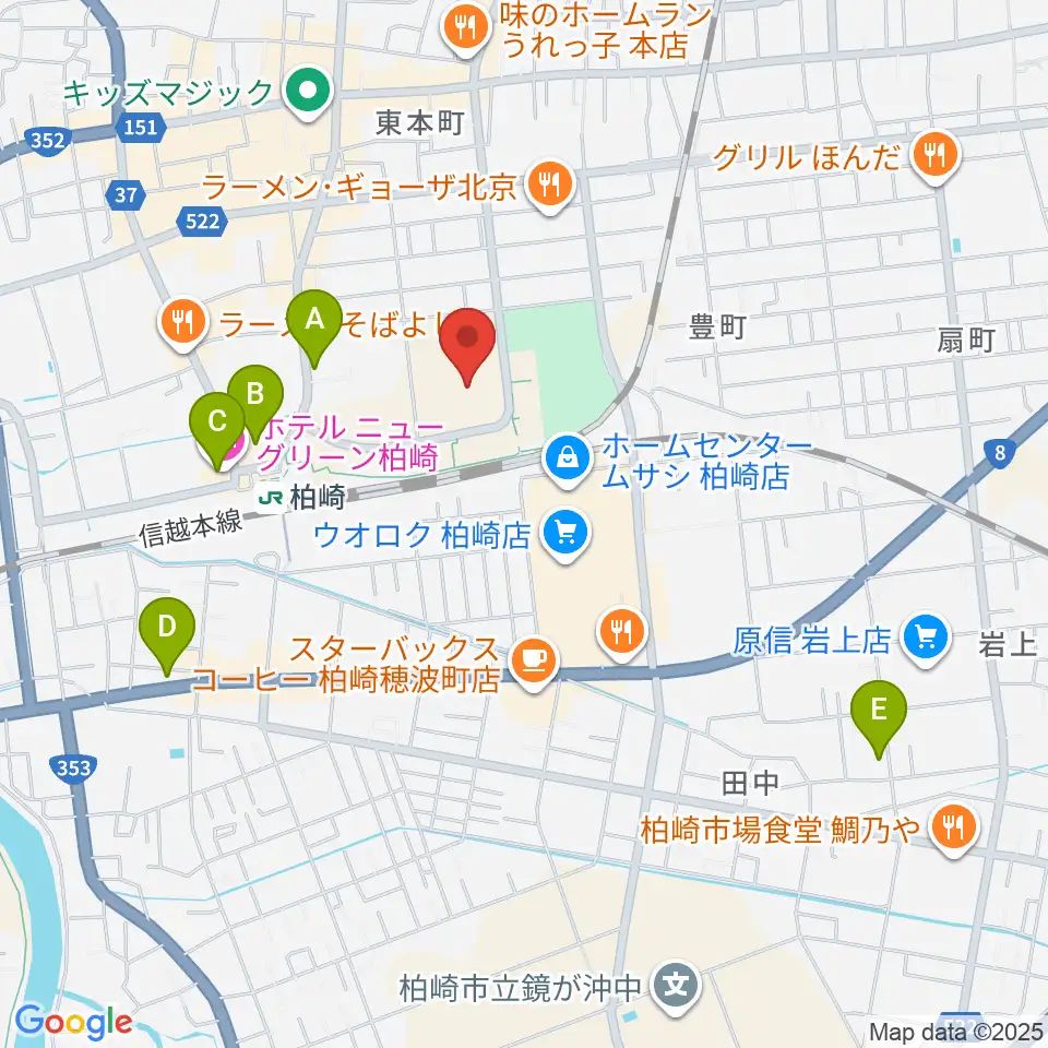 柏崎市文化会館アルフォーレ周辺のホテル一覧地図