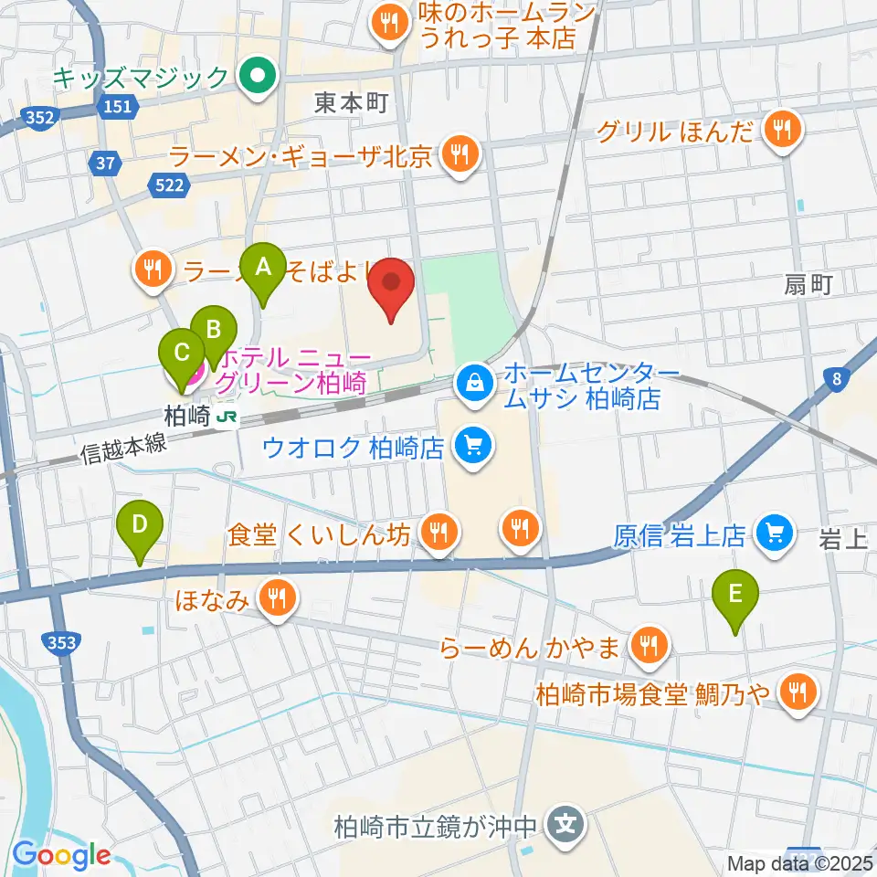 柏崎市文化会館アルフォーレ周辺のホテル一覧地図