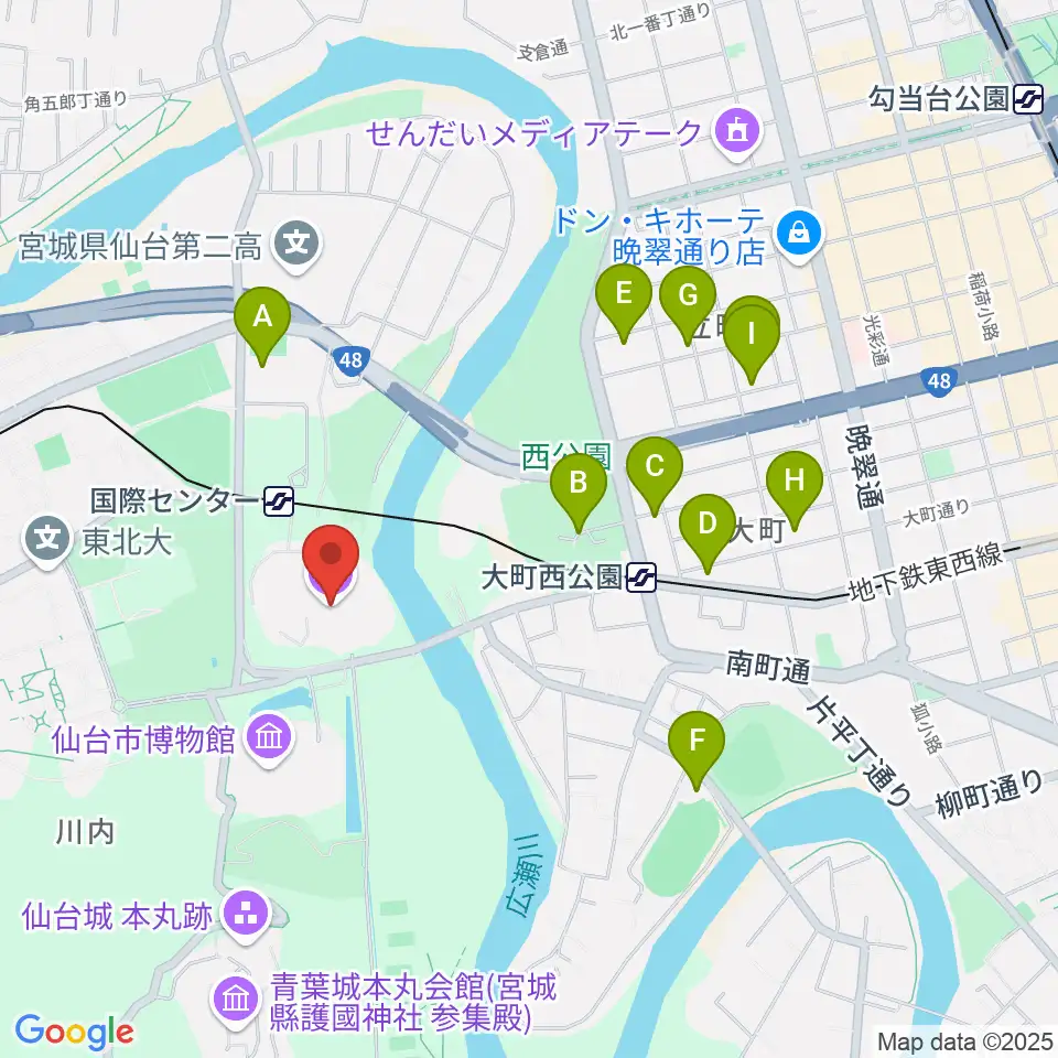 仙台国際センター周辺のホテル一覧地図