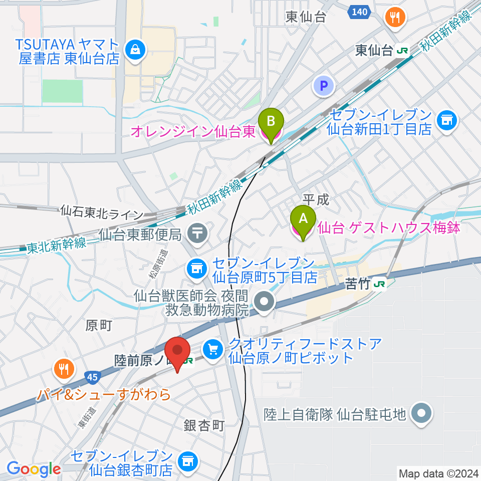 宮城野区文化センター周辺のホテル一覧地図