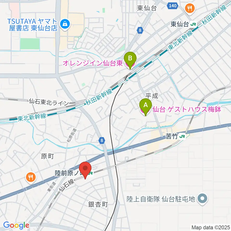 宮城野区文化センター周辺のホテル一覧地図