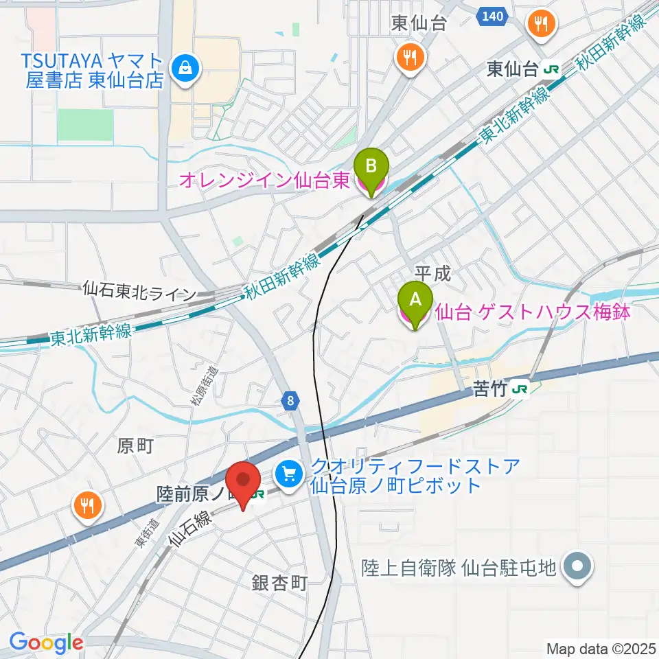 宮城野区文化センター周辺のホテル一覧地図