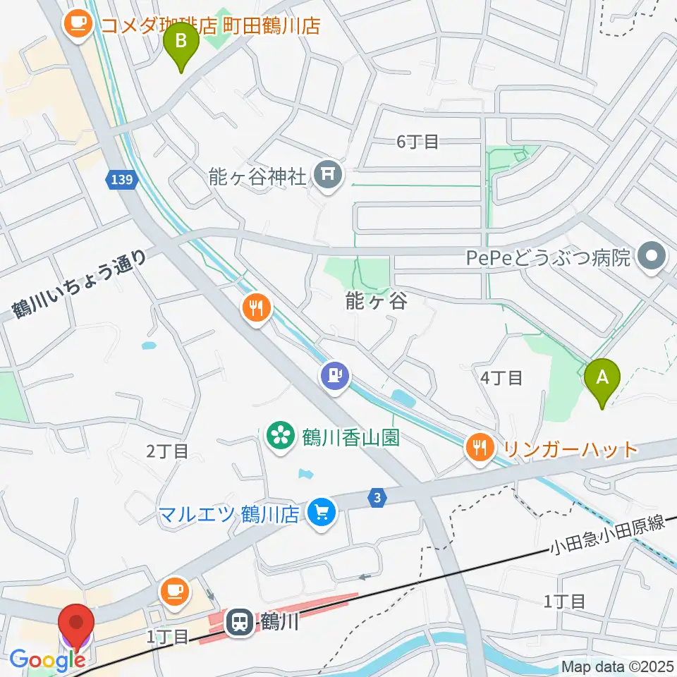 和光大学ポプリホール鶴川周辺のホテル一覧地図