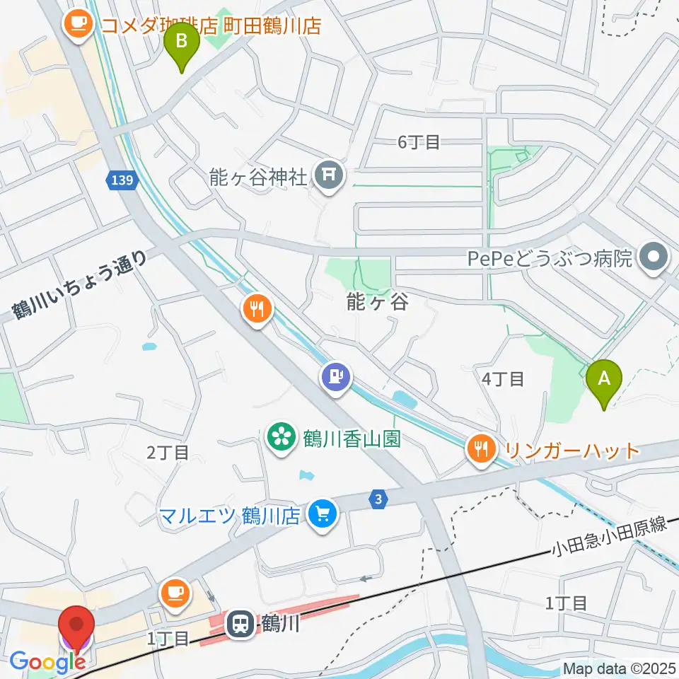和光大学ポプリホール鶴川周辺のホテル一覧地図